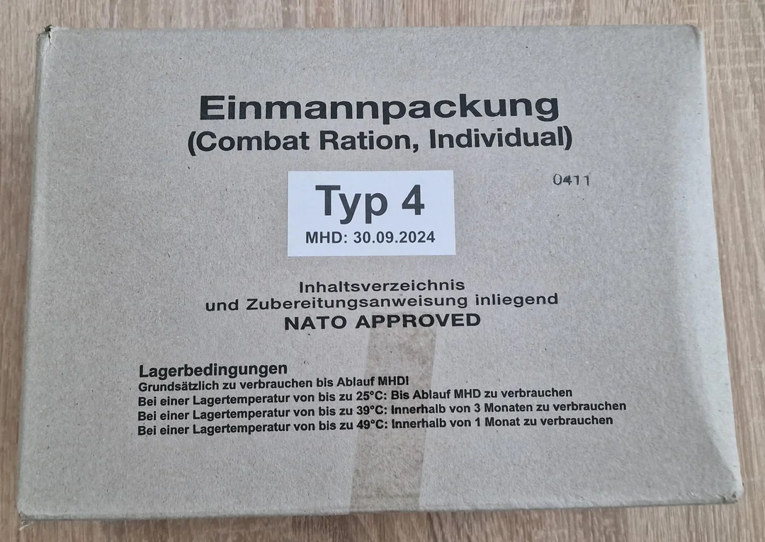 Vokiško 24 h. sauso maisto davinio (SMD) apžvalga. Menu Nr. 4.